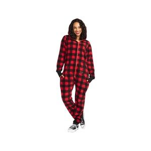 Tipsy Elves LumberJack Buffalo plaid print Hooded Zip Up Onesie XS  EUC